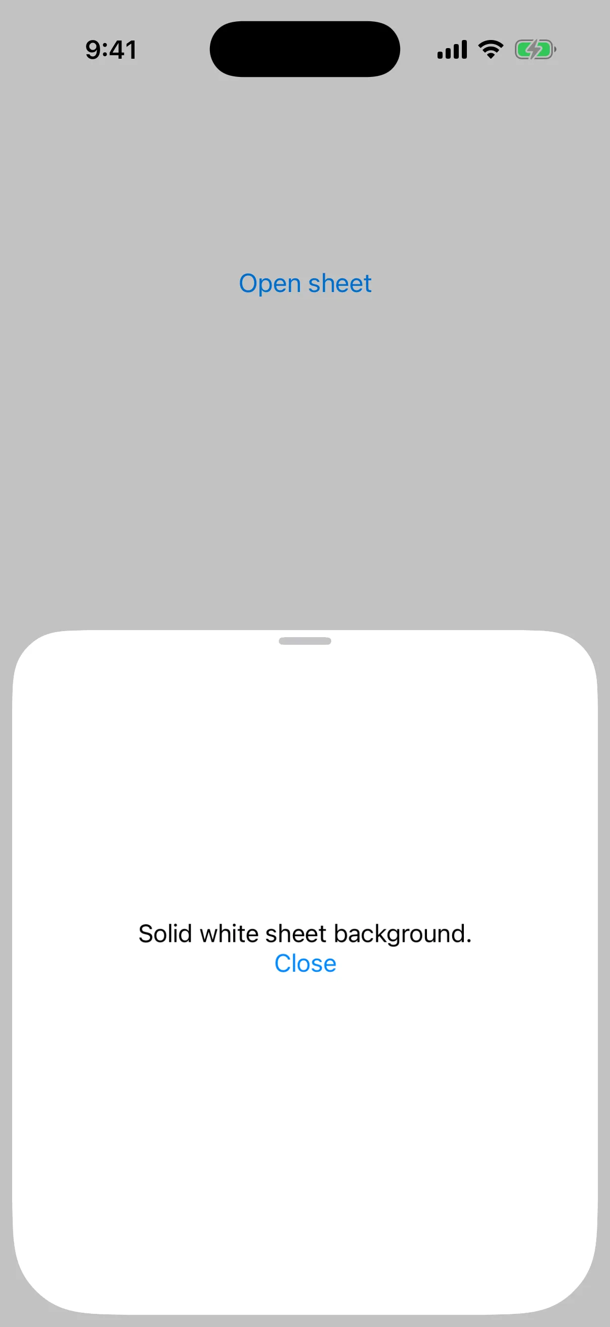 A bottom sheet with a solid white background at the medium detent