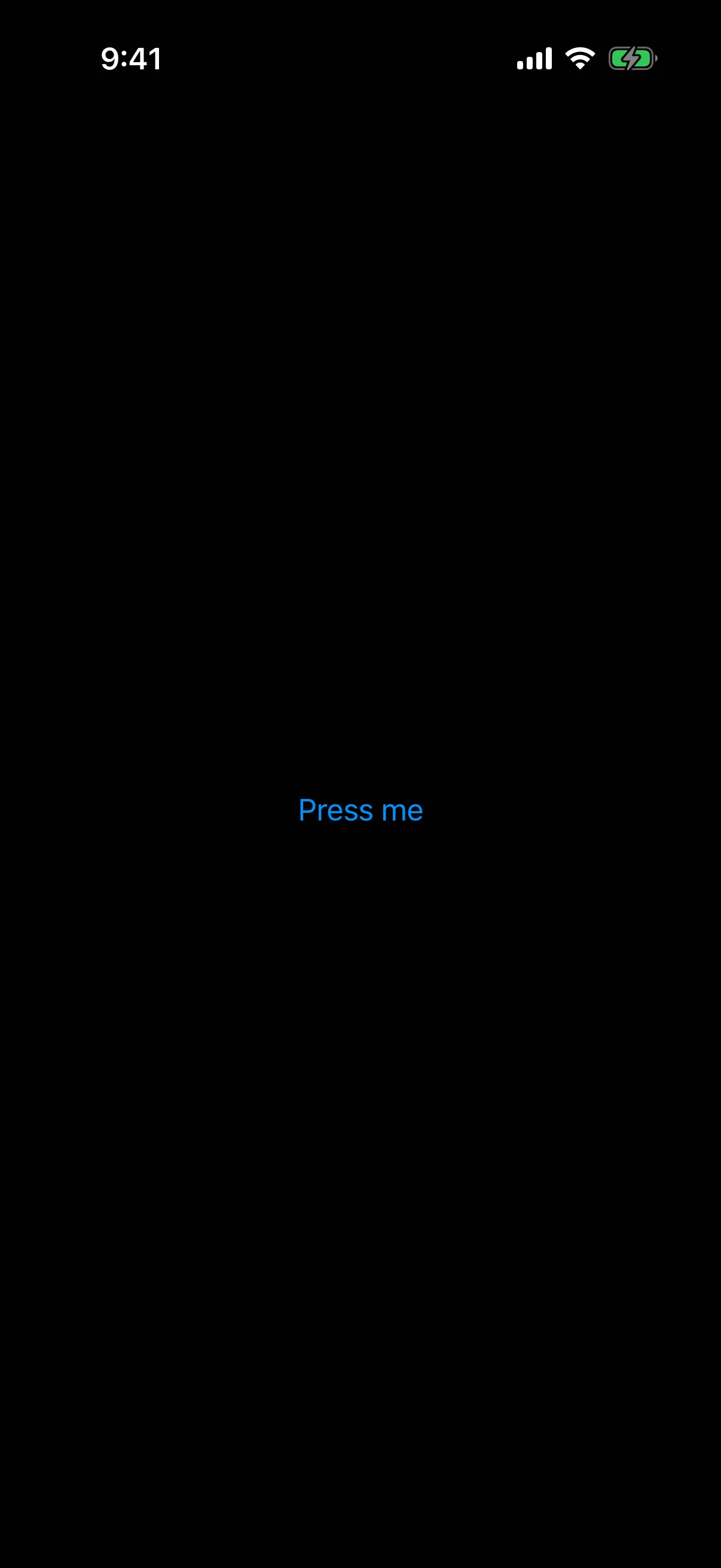 A blue Press me button