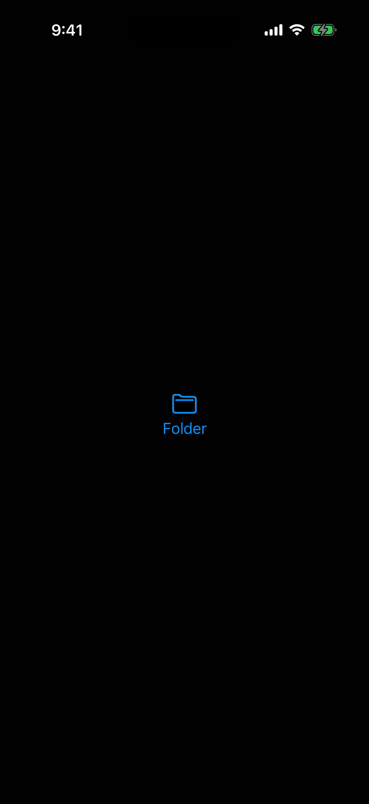 A button with a folder icon stacked above the label Folder