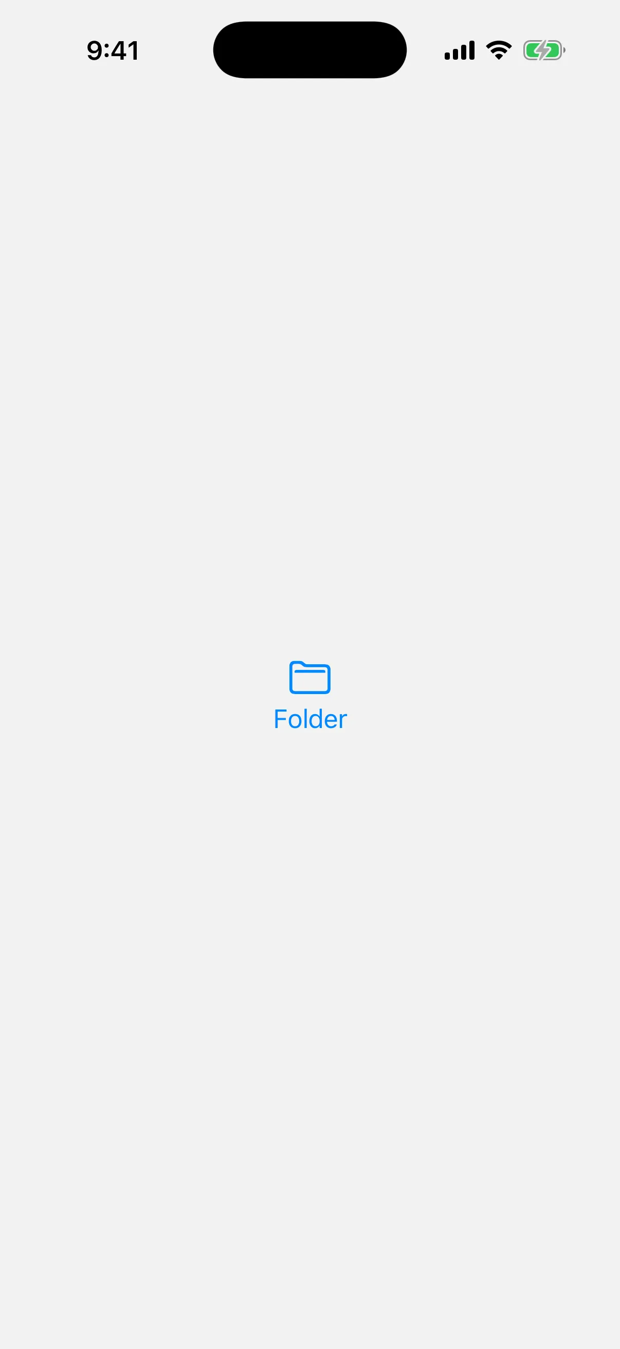 A button with a folder icon stacked above the label Folder