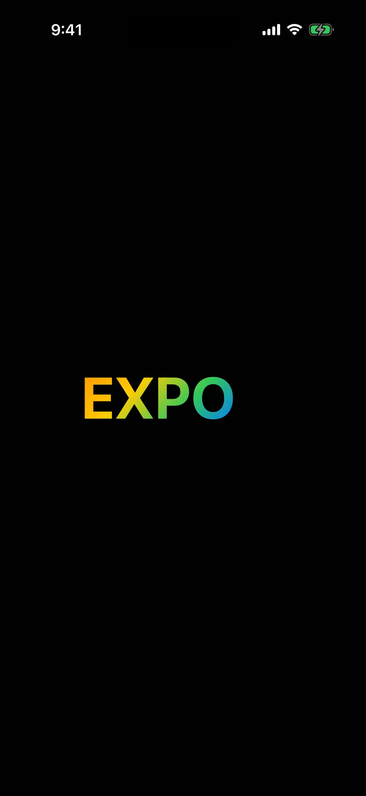 The word EXPO filled with a rainbow gradient