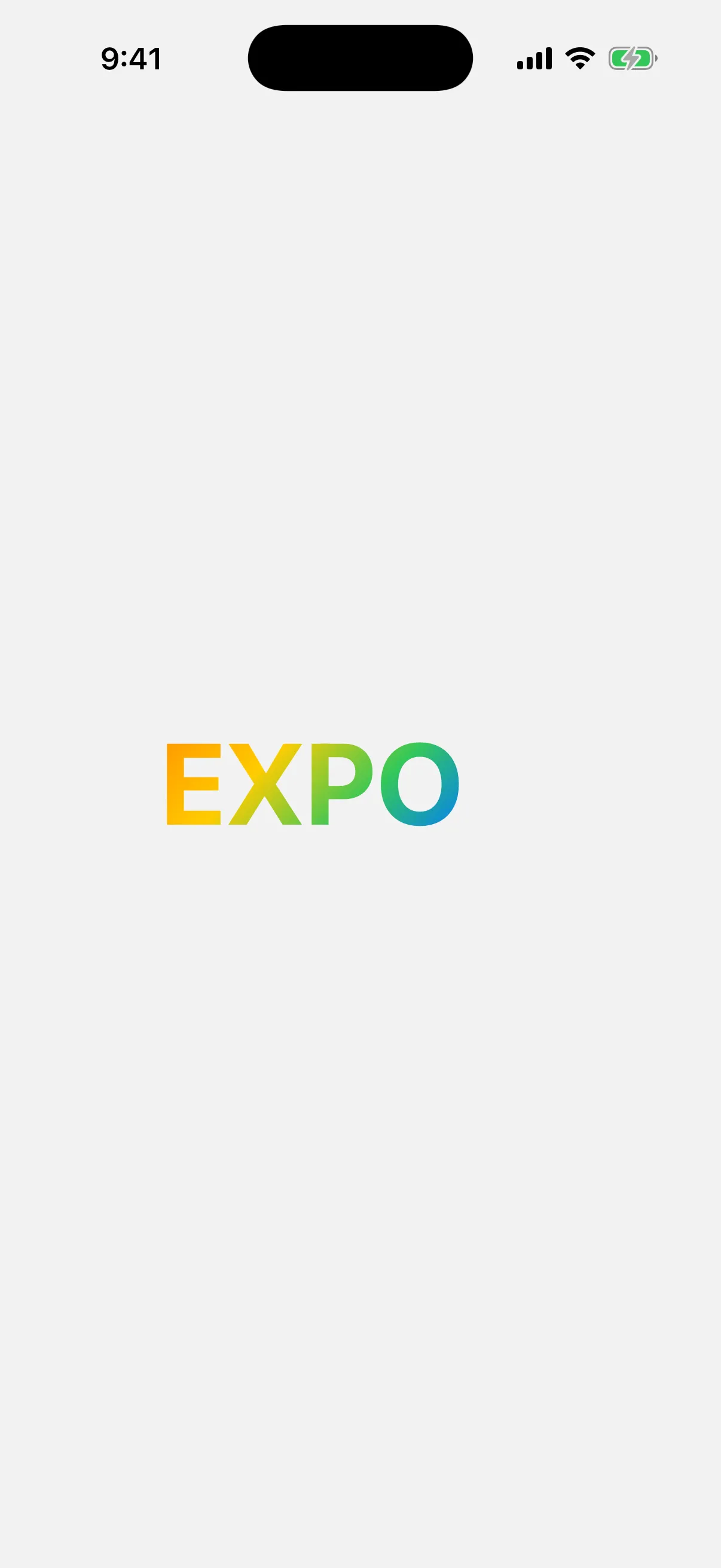 The word EXPO filled with a rainbow gradient
