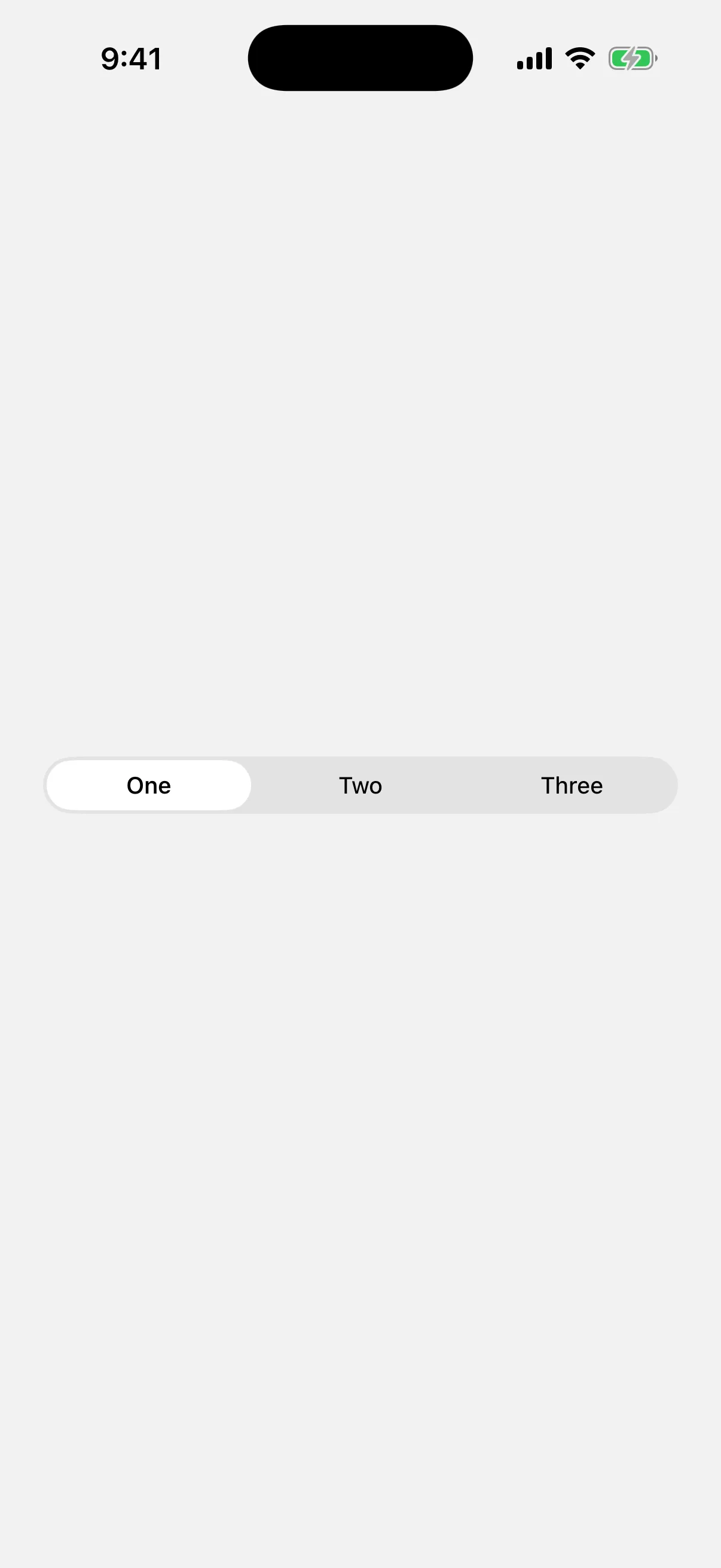 A Material 3 segmented button row with One selected