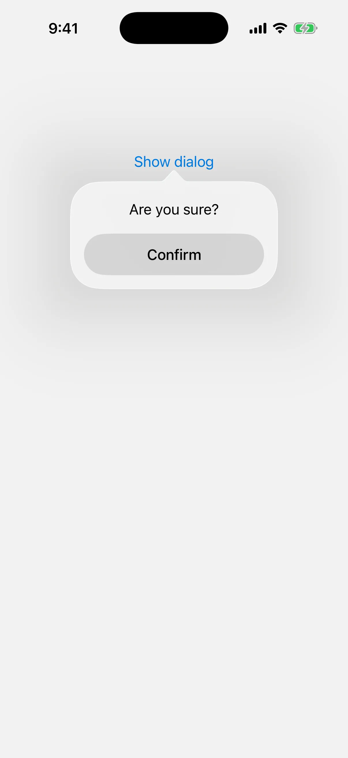 A dialog anchored under the trigger, titled Are you sure? with a Confirm button