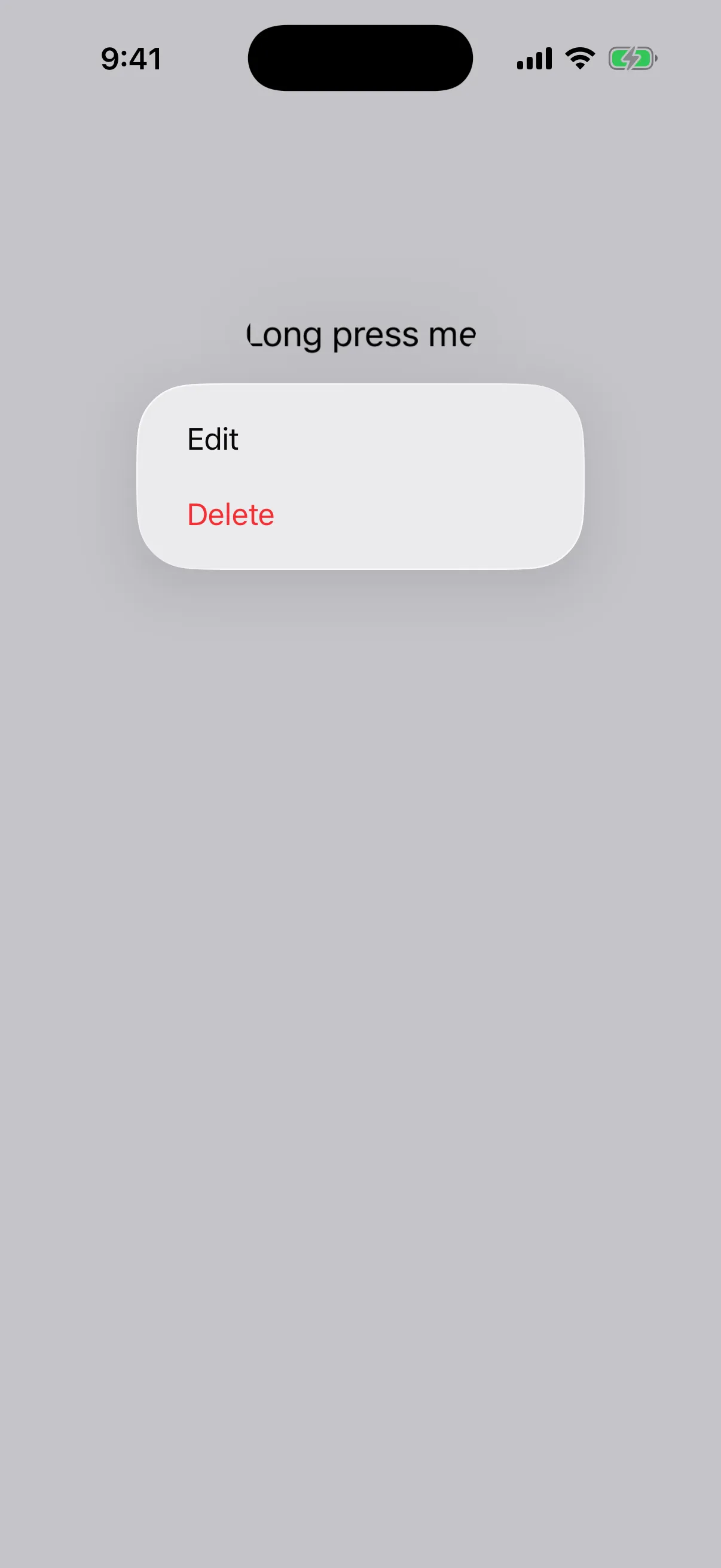 A context menu open under the lifted trigger, listing Edit and a red Delete