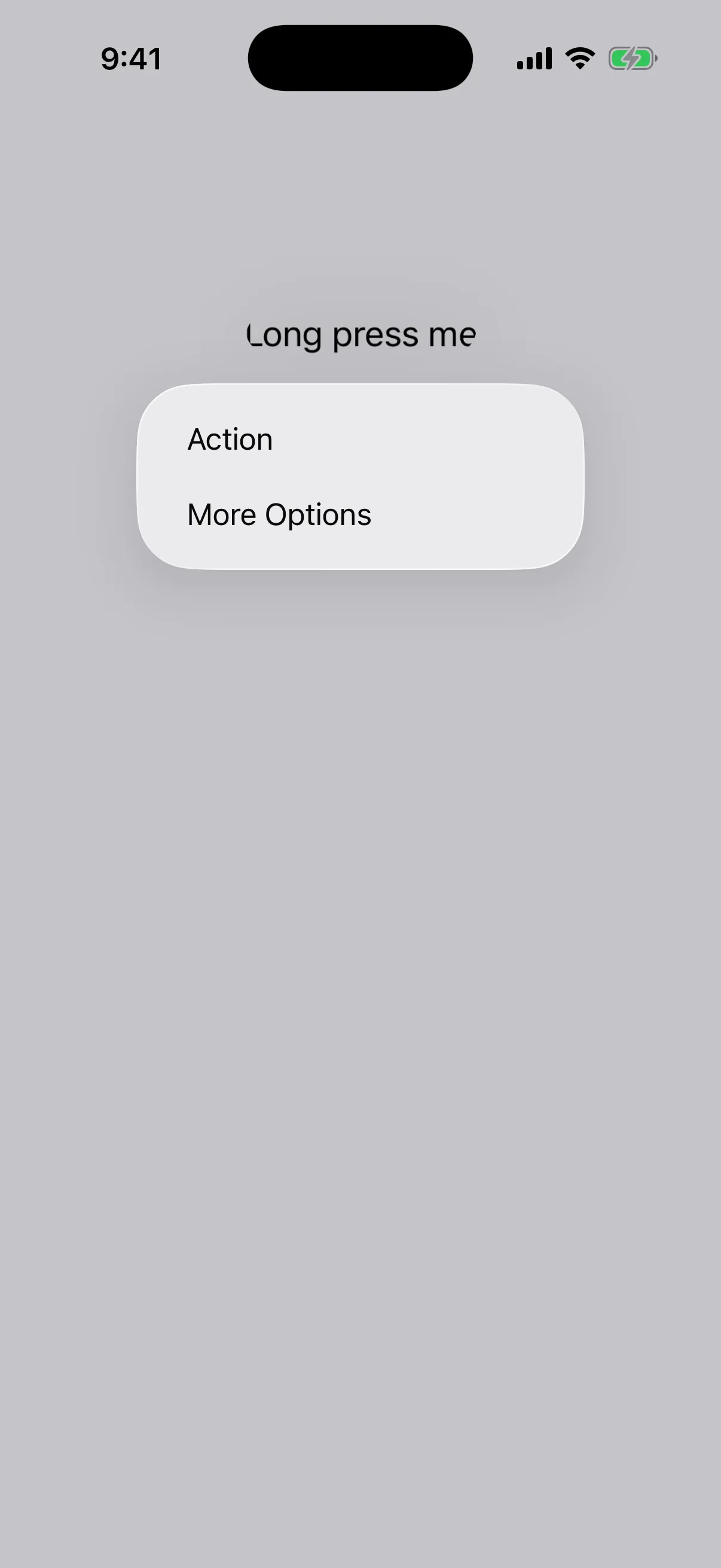 A context menu listing Action and More Options