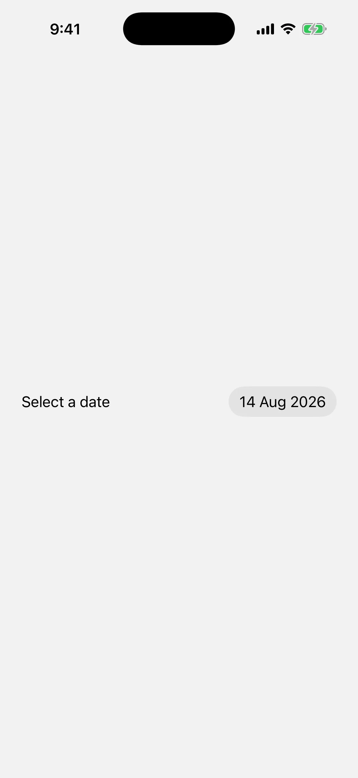 A Select a date row with the current date in a compact button