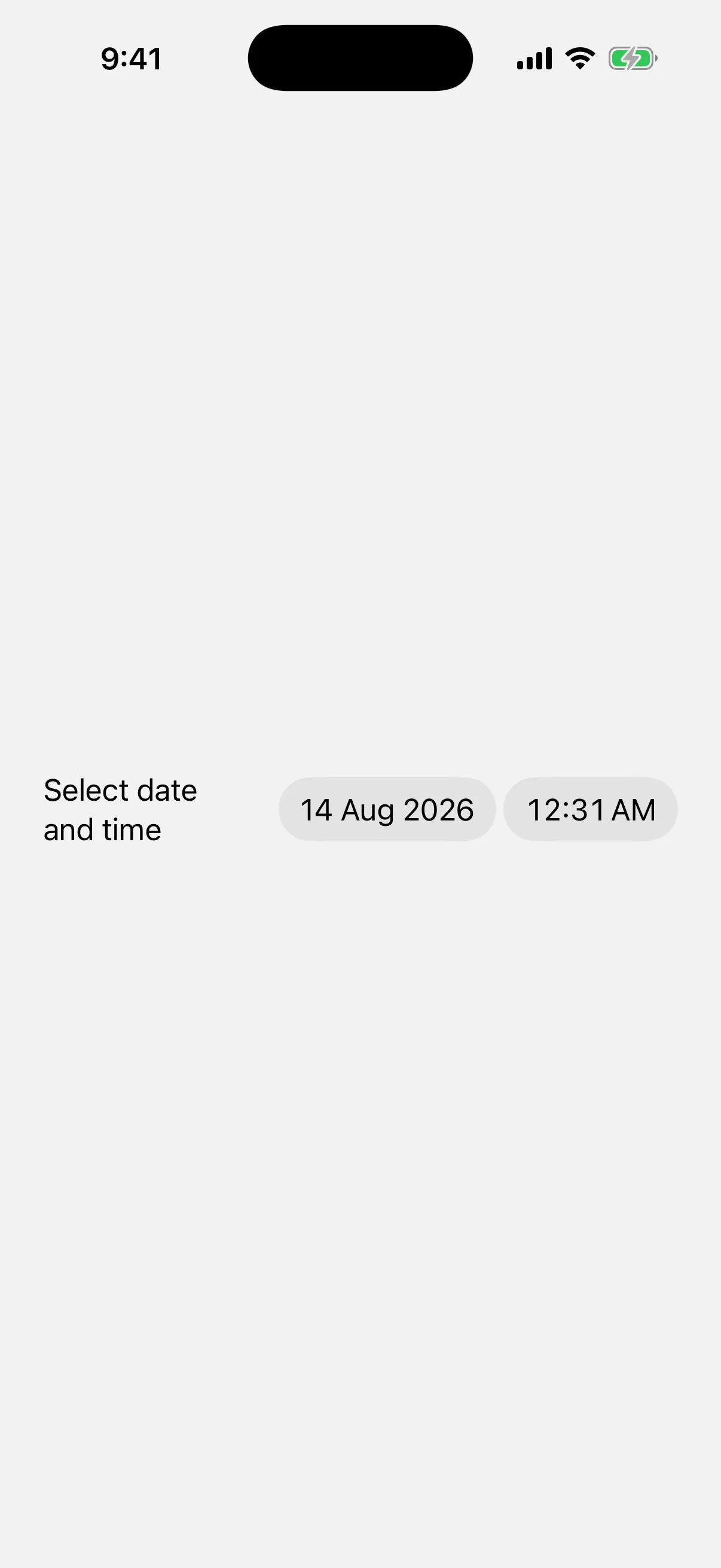 A Select date and time row with separate date and time buttons
