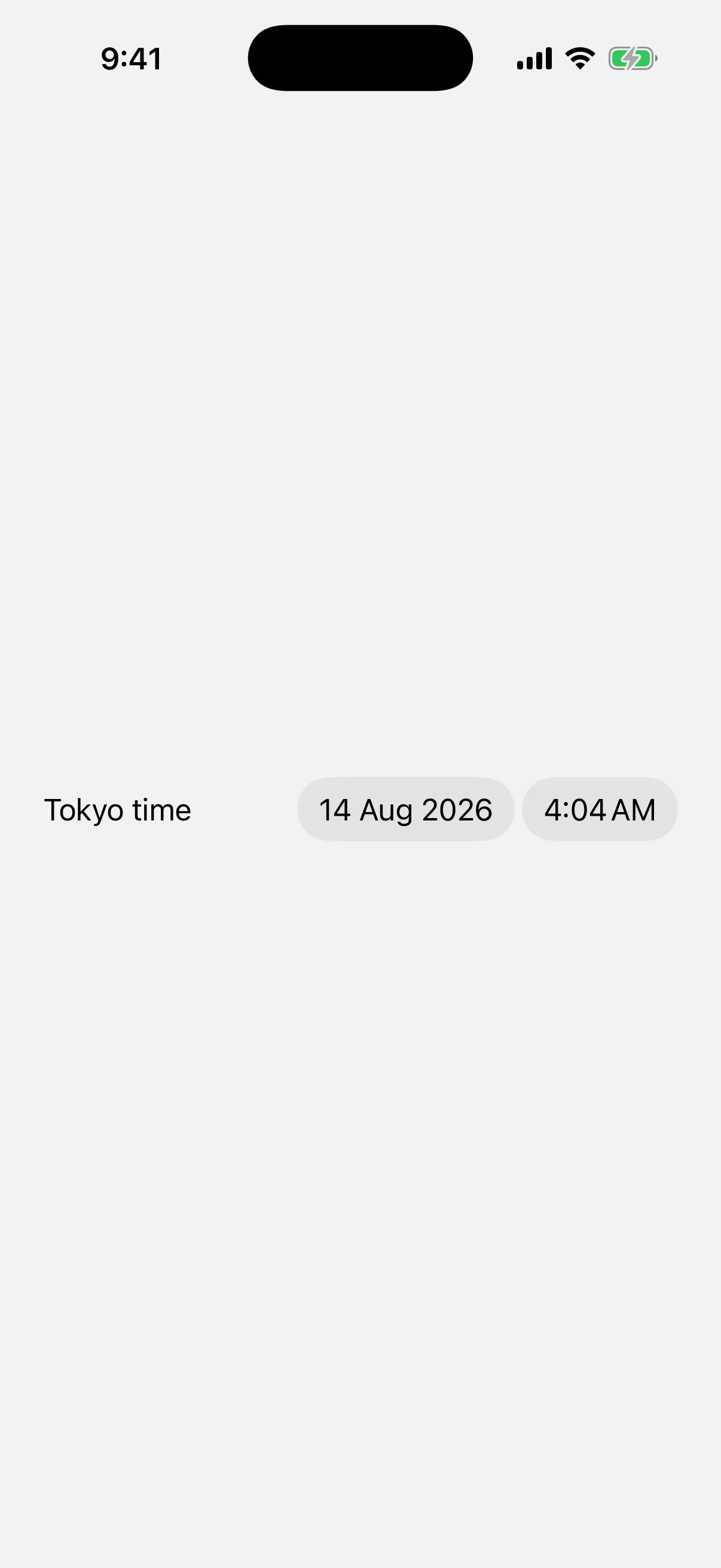 A Tokyo time row showing the date and time in the Asia/Tokyo time zone