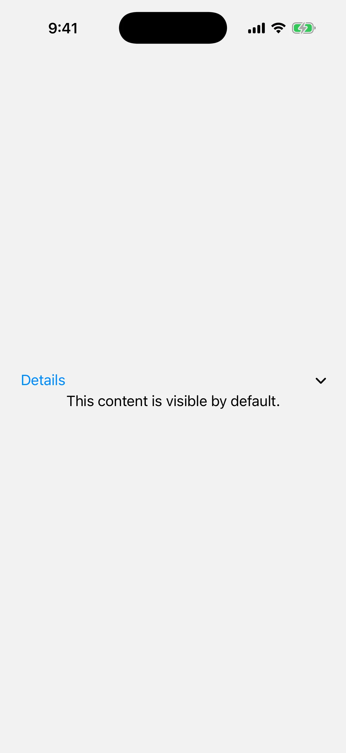 A Details group outside a form, expanded to show one line of content