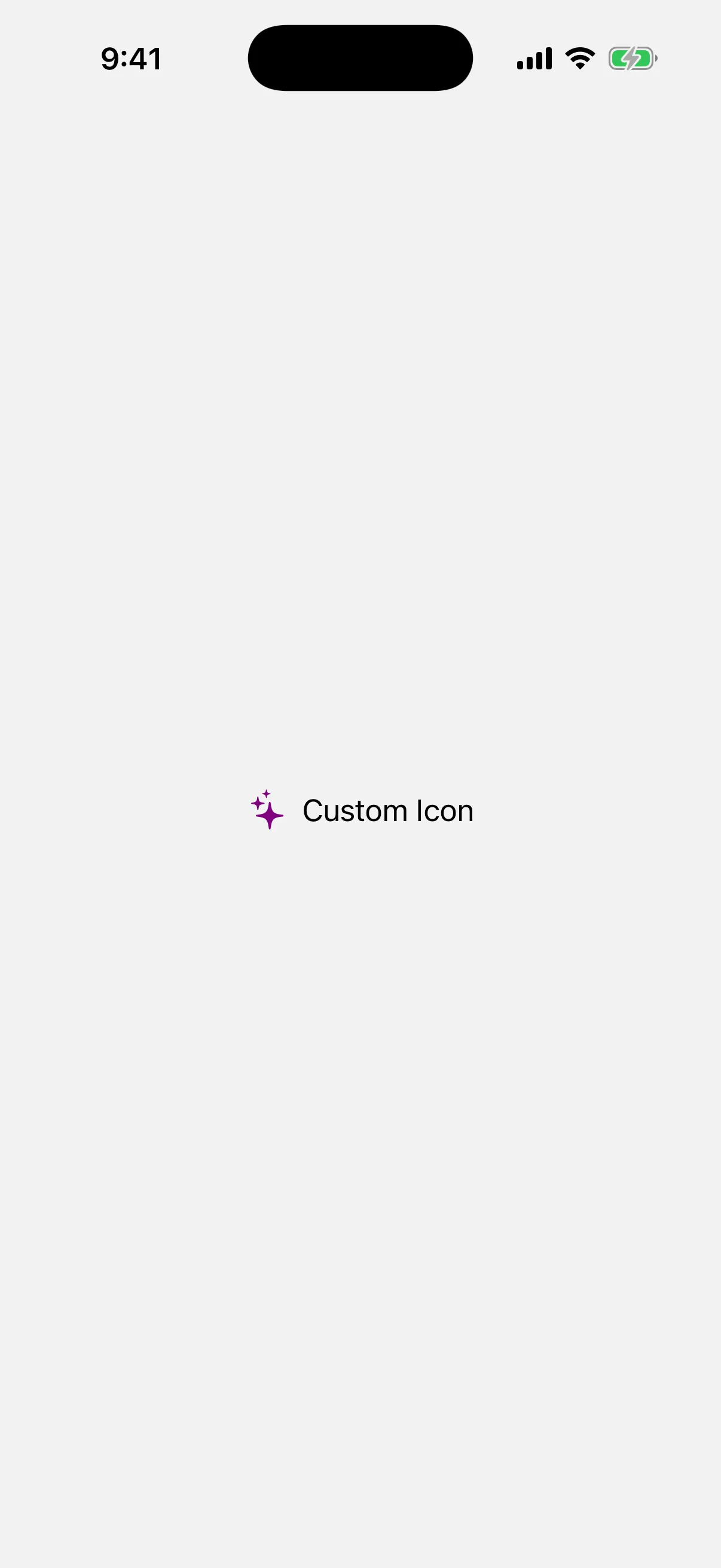 A purple sparkles SF Symbol next to the title Custom Icon