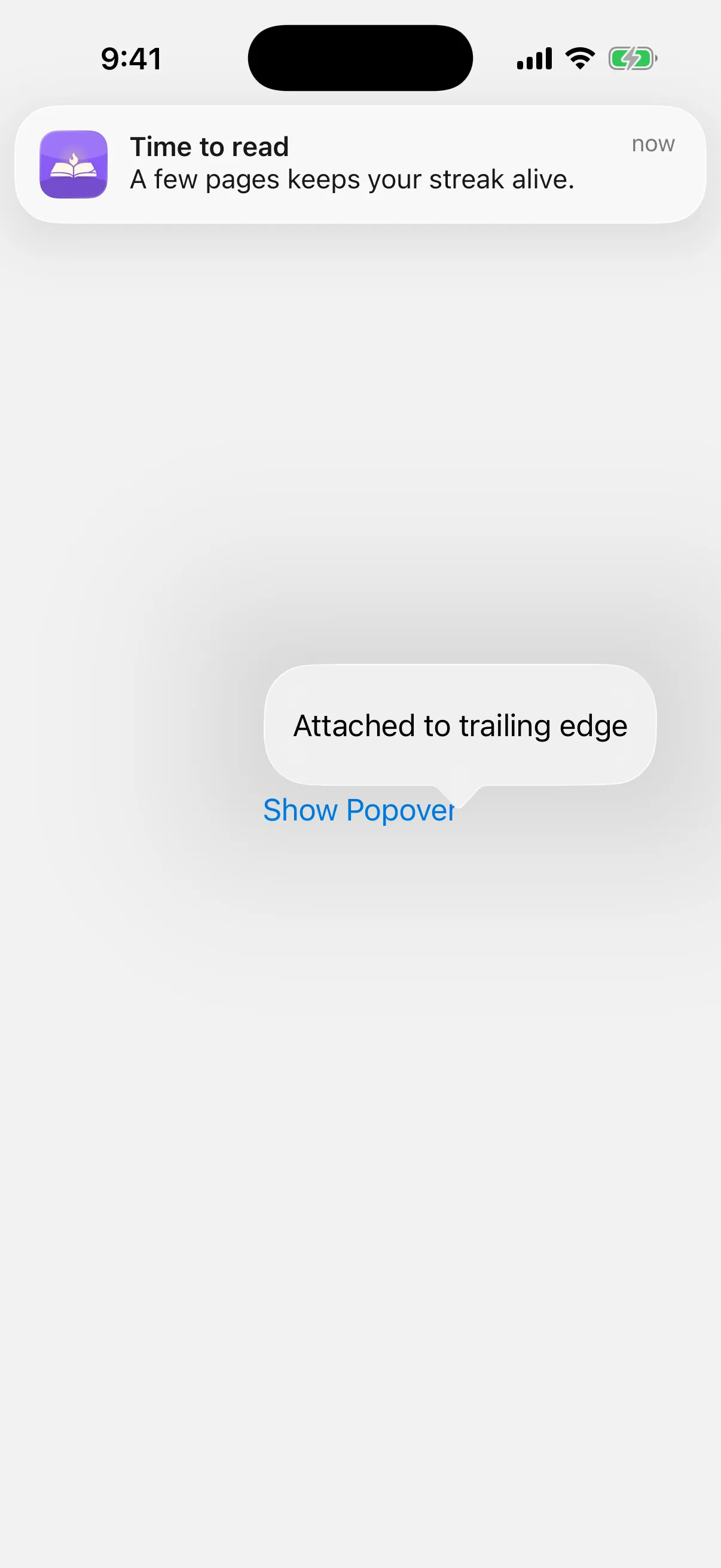 A popover attached to the trailing edge of its trigger button
