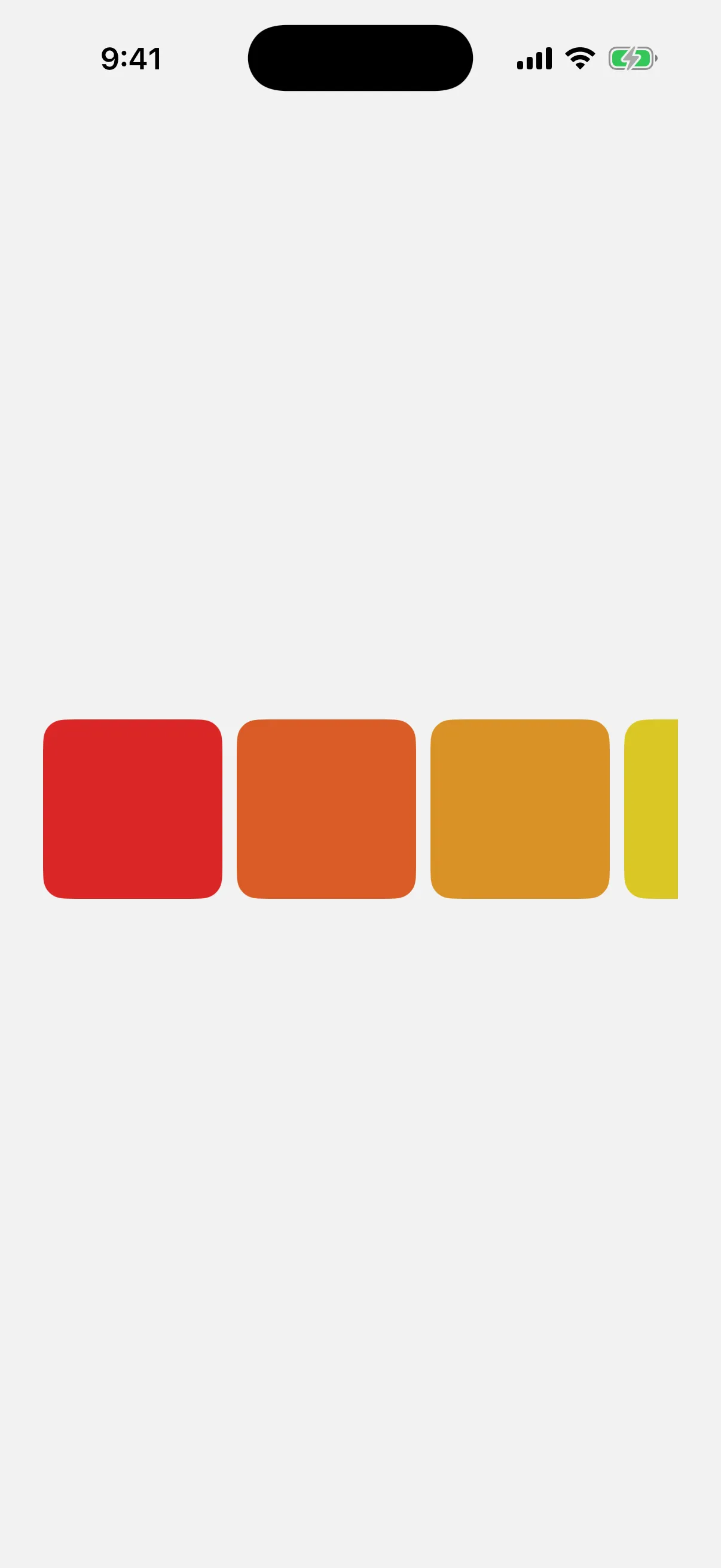 A horizontal row of rounded squares shading from red through orange to yellow.
