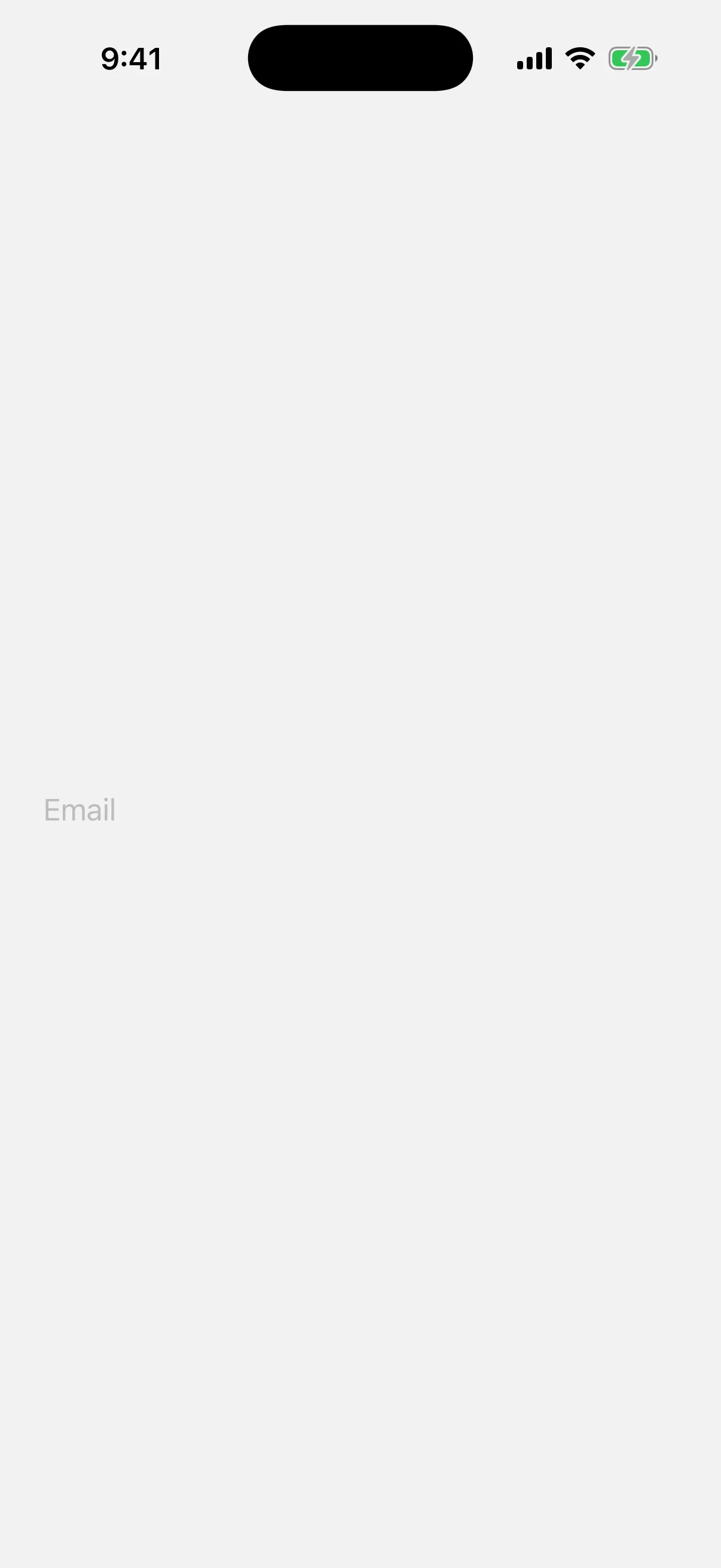 An empty text field showing the placeholder Email