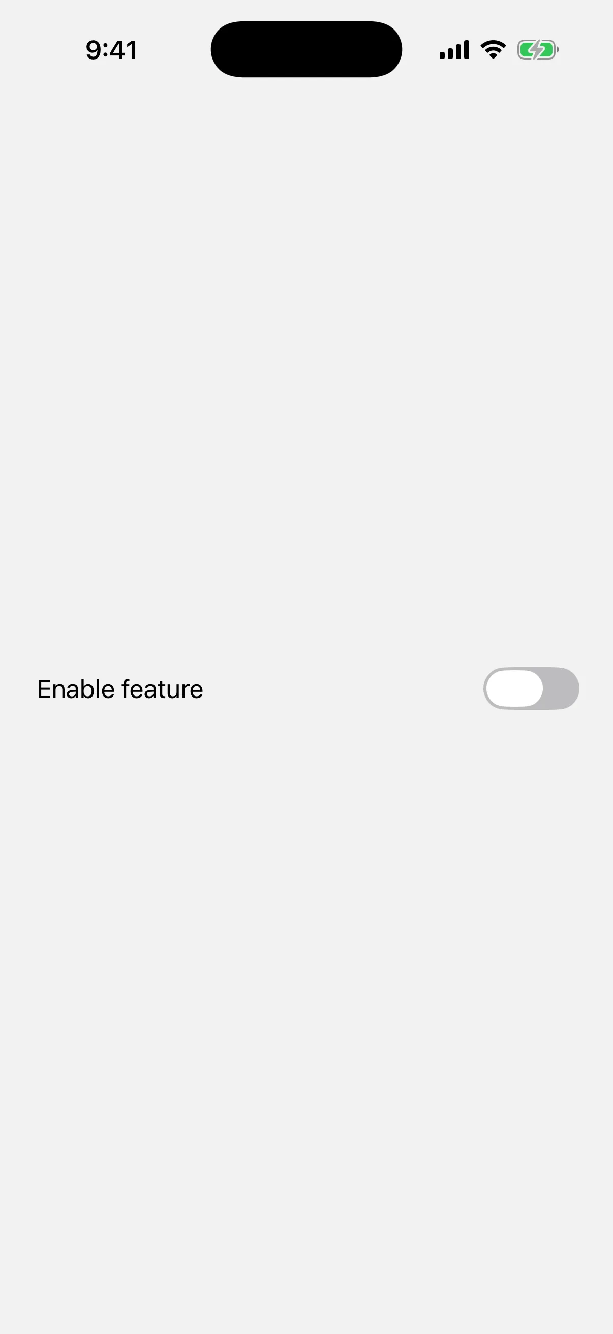A row labeled Enable feature with a switch turned off at the trailing edge