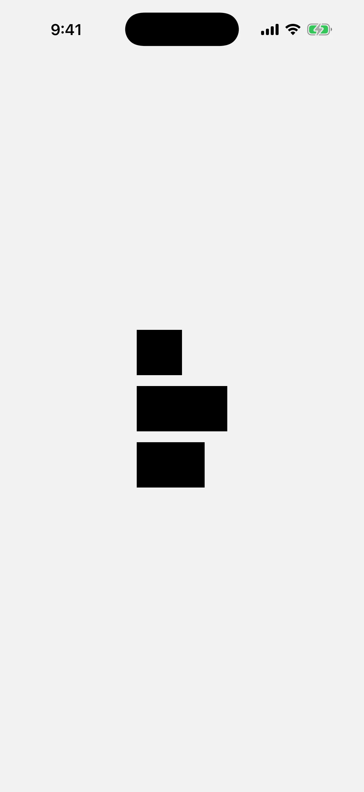 Three rectangles of different widths stacked vertically and sharing the same left edge