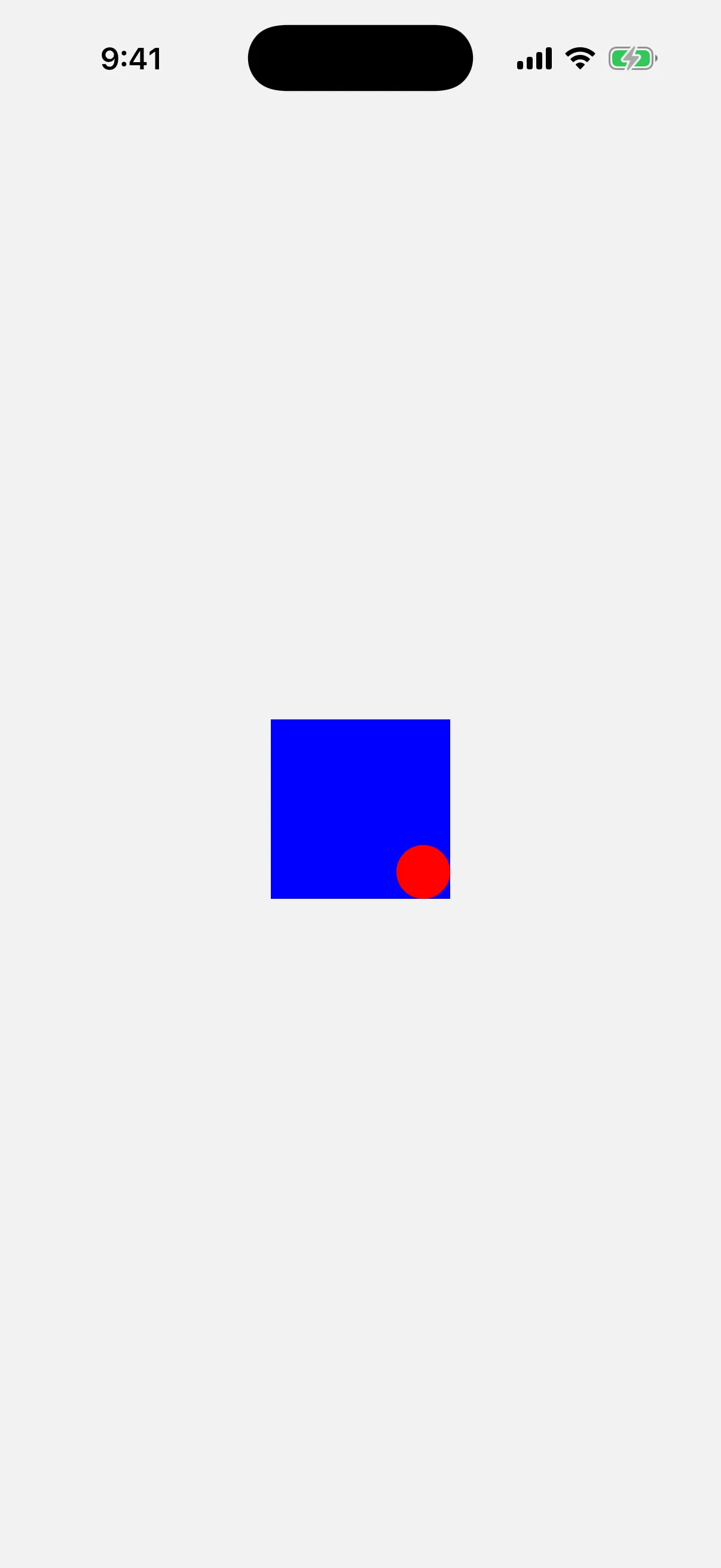 A blue square with a small red circle at its bottom trailing corner