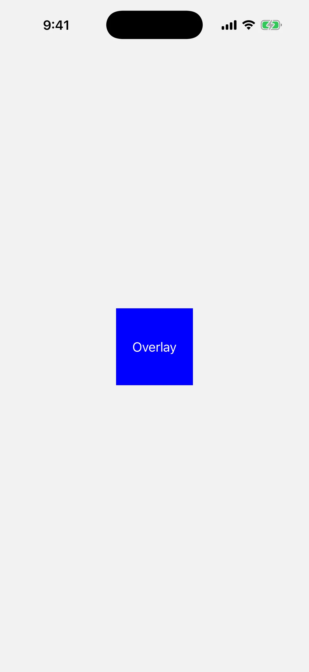 A blue square with the white word Overlay centered on top of it